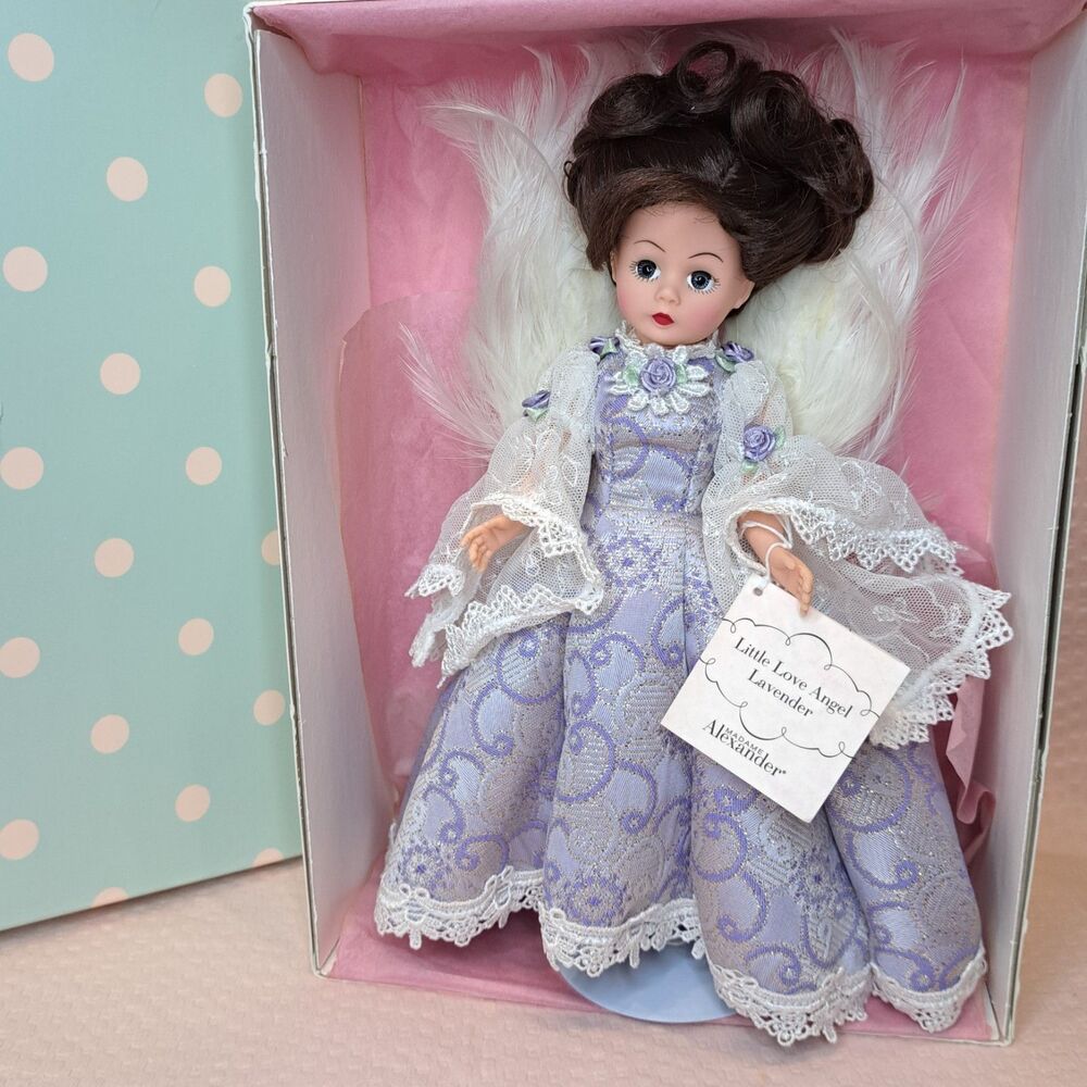 Vintage Madame Alexander Little Love Angel Lavender Doll 9" With Box And Tag
